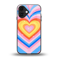 y2k rainbow hearts back phone cover | glass case for iphone 16