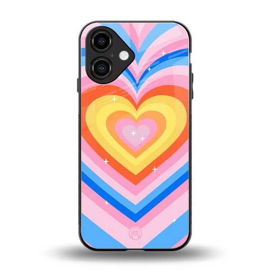 y2k rainbow hearts back phone cover | glass case for iphone 16