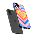 y2k rainbow hearts back phone cover | glass case for iphone 16