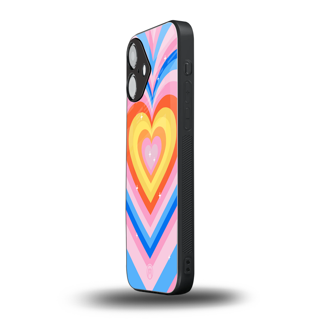 y2k rainbow hearts back phone cover | glass case for iphone 16