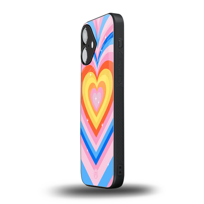 y2k rainbow hearts back phone cover | glass case for iphone 16