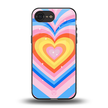 y2k rainbow hearts back phone cover | glass case for iphone 16e