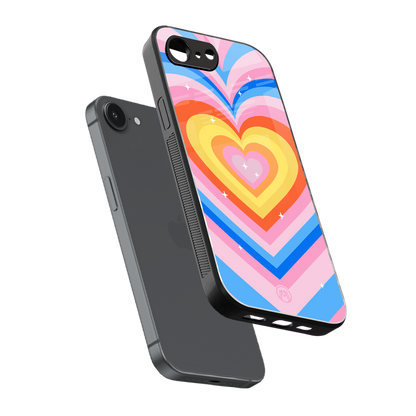 y2k rainbow hearts back phone cover | glass case for iphone 16e