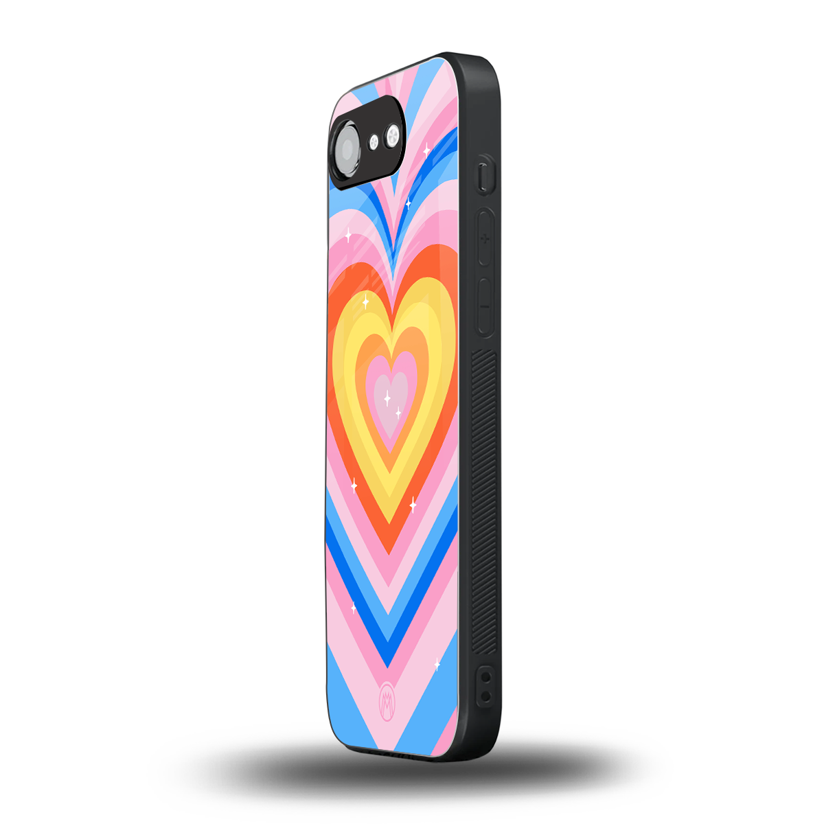 y2k rainbow hearts back phone cover | glass case for iphone 16e