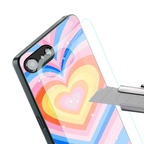 y2k rainbow hearts back phone cover | glass case for iphone 16e
