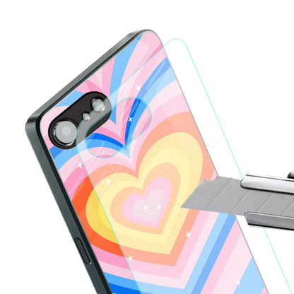 y2k rainbow hearts back phone cover | glass case for iphone 16e