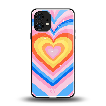 y2k rainbow hearts back phone cover | glass case for nothing phone 1