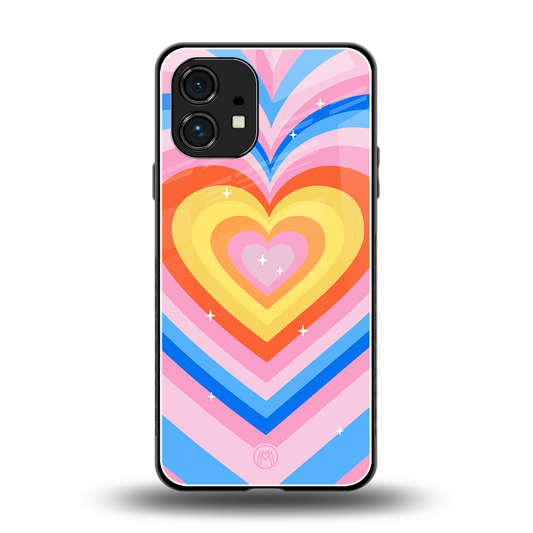 y2k rainbow hearts back phone cover | glass case for nothing phone 1