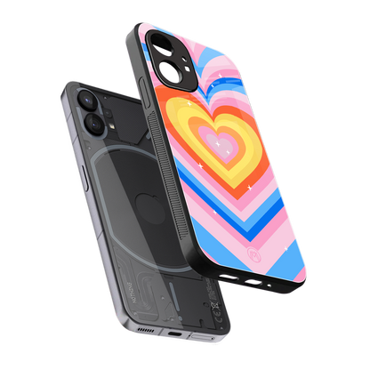 y2k rainbow hearts back phone cover | glass case for nothing phone 1