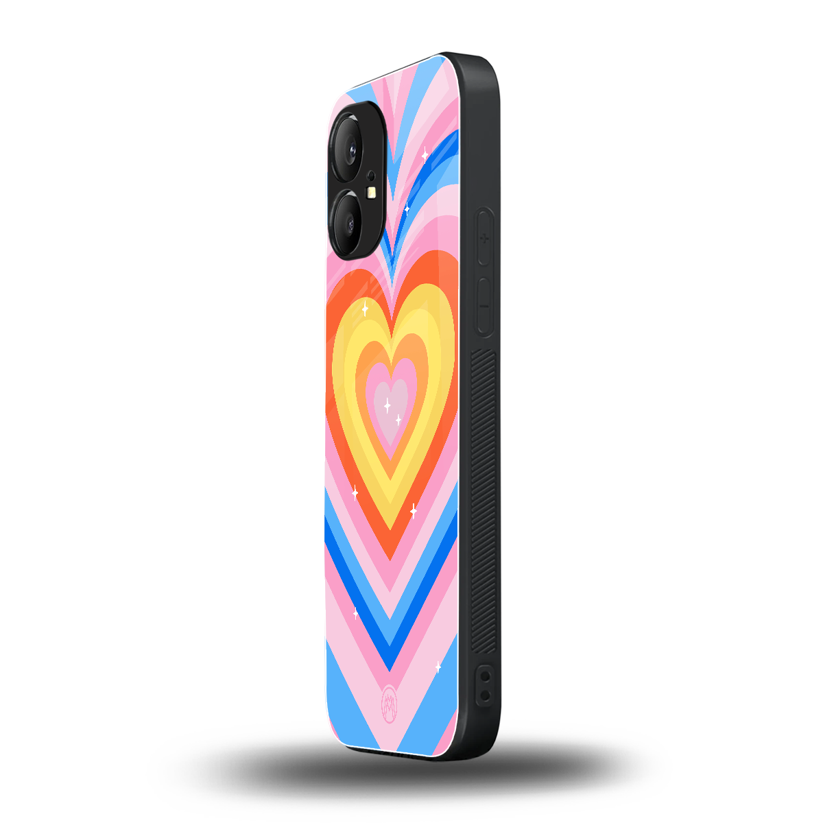 y2k rainbow hearts back phone cover | glass case for nothing phone 1