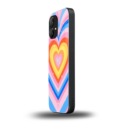 y2k rainbow hearts back phone cover | glass case for nothing phone 1
