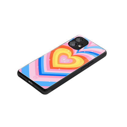 y2k rainbow hearts back phone cover | glass case for nothing phone 1