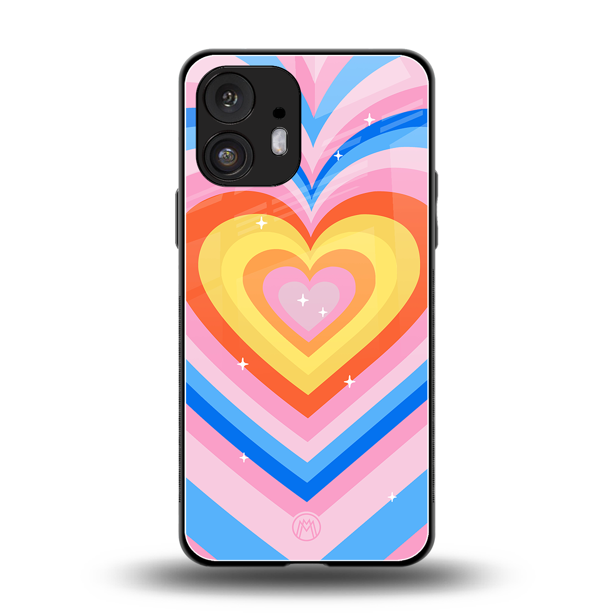 y2k rainbow hearts back phone cover | glass case for nothing phone 2