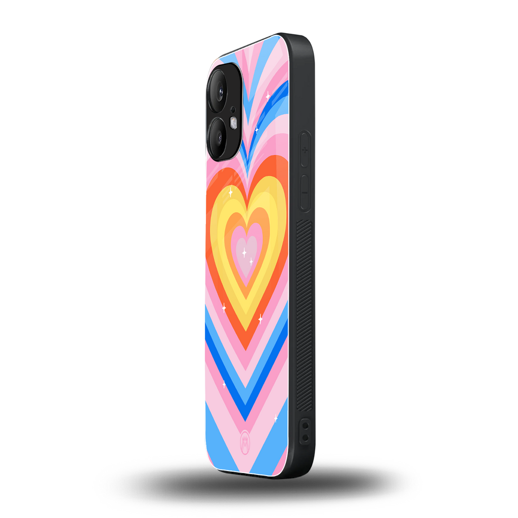 y2k rainbow hearts back phone cover | glass case for nothing phone 2