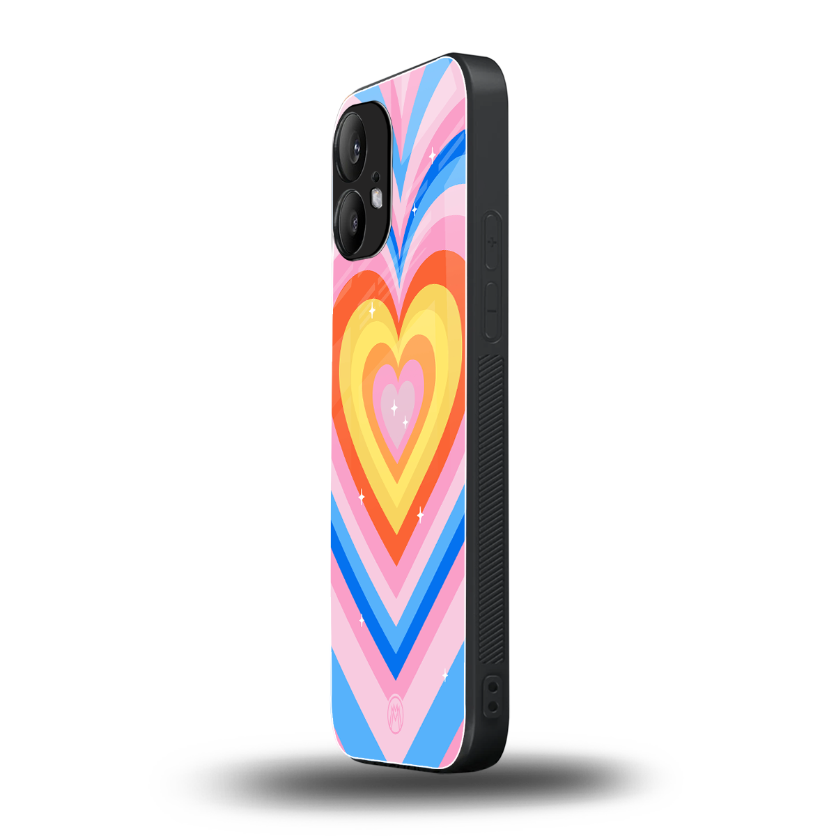 y2k rainbow hearts back phone cover | glass case for nothing phone 2
