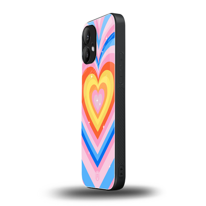 y2k rainbow hearts back phone cover | glass case for nothing phone 2