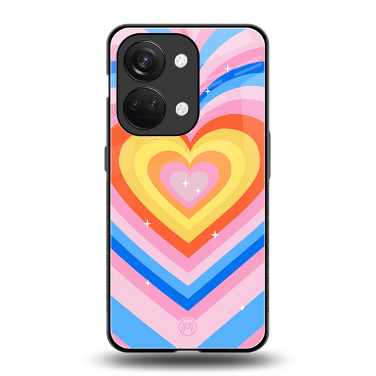 y2k rainbow hearts back phone cover | glass case for oneplus nord 3