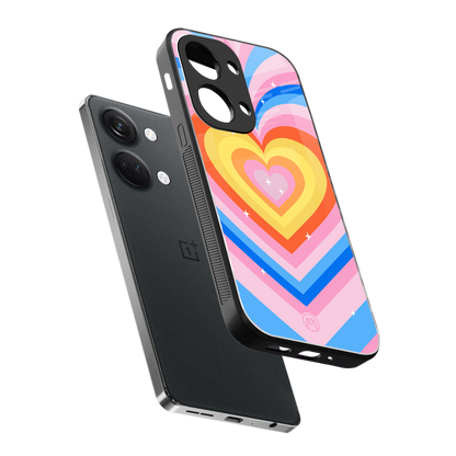 y2k rainbow hearts back phone cover | glass case for oneplus nord 3