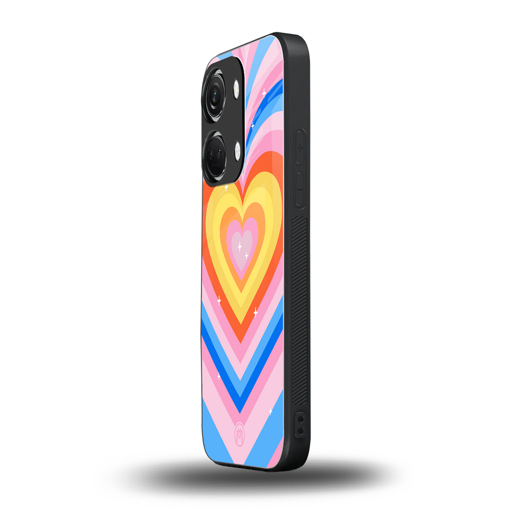 y2k rainbow hearts back phone cover | glass case for oneplus nord 3