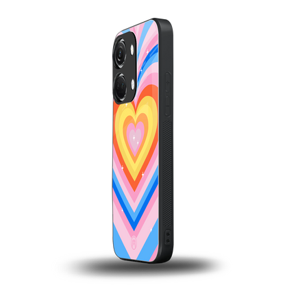 y2k rainbow hearts back phone cover | glass case for oneplus nord 3