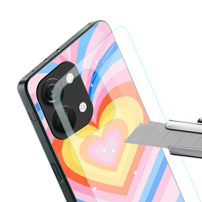 y2k rainbow hearts back phone cover | glass case for oneplus nord 3