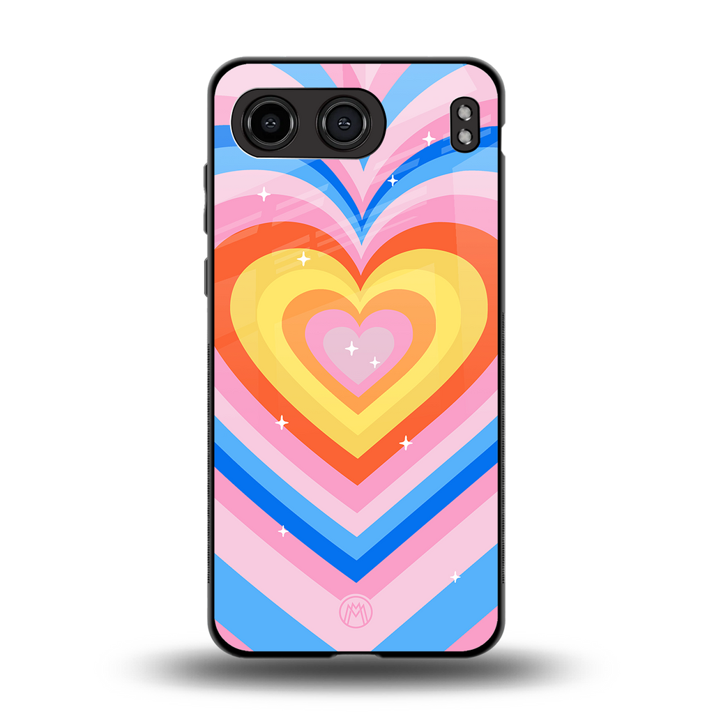 y2k rainbow hearts back phone cover | glass case for oneplus nord 4