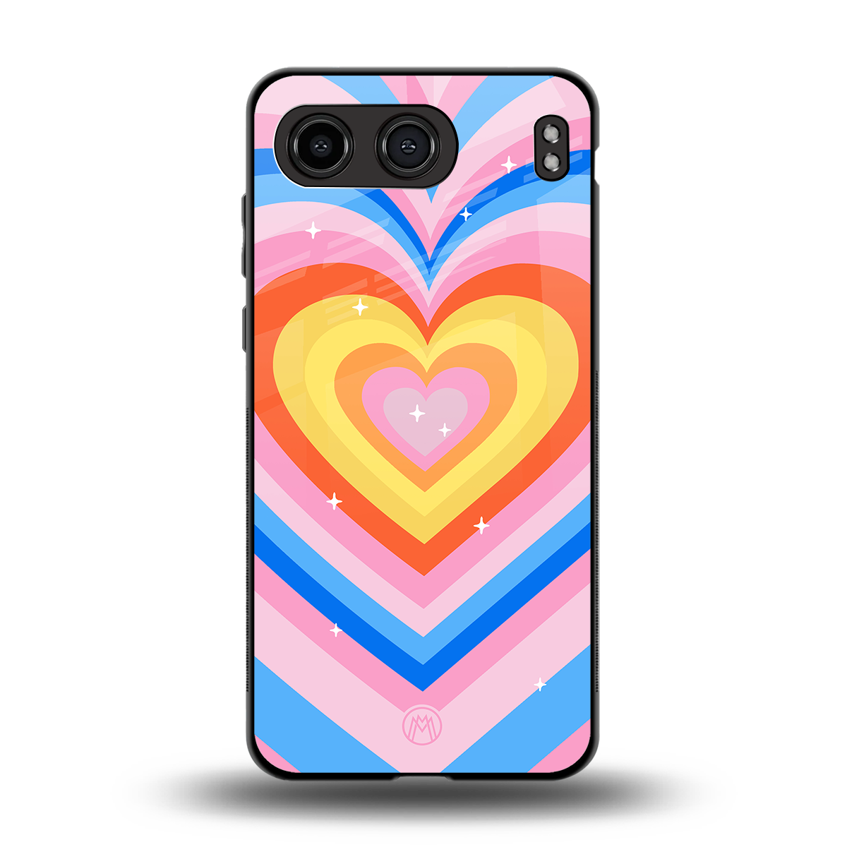 y2k rainbow hearts back phone cover | glass case for oneplus nord 4