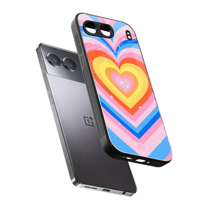 y2k rainbow hearts back phone cover | glass case for oneplus nord 4