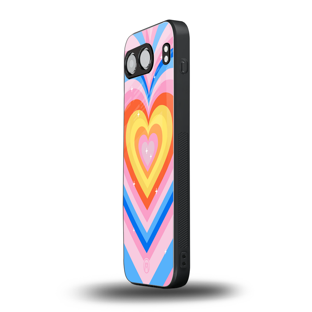 y2k rainbow hearts back phone cover | glass case for oneplus nord 4