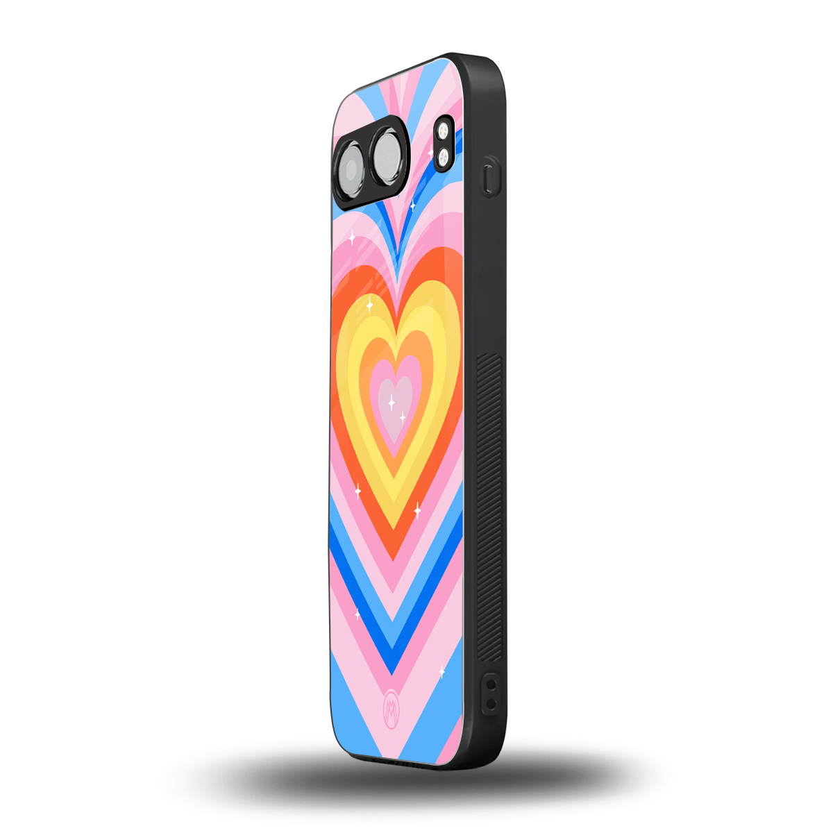 y2k rainbow hearts back phone cover | glass case for oneplus nord 4