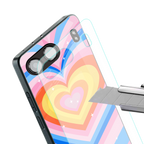 y2k rainbow hearts back phone cover | glass case for oneplus nord 4