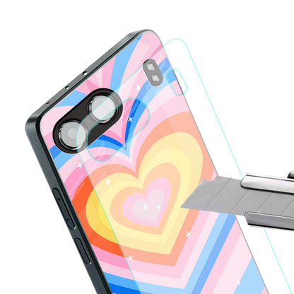 y2k rainbow hearts back phone cover | glass case for oneplus nord 4