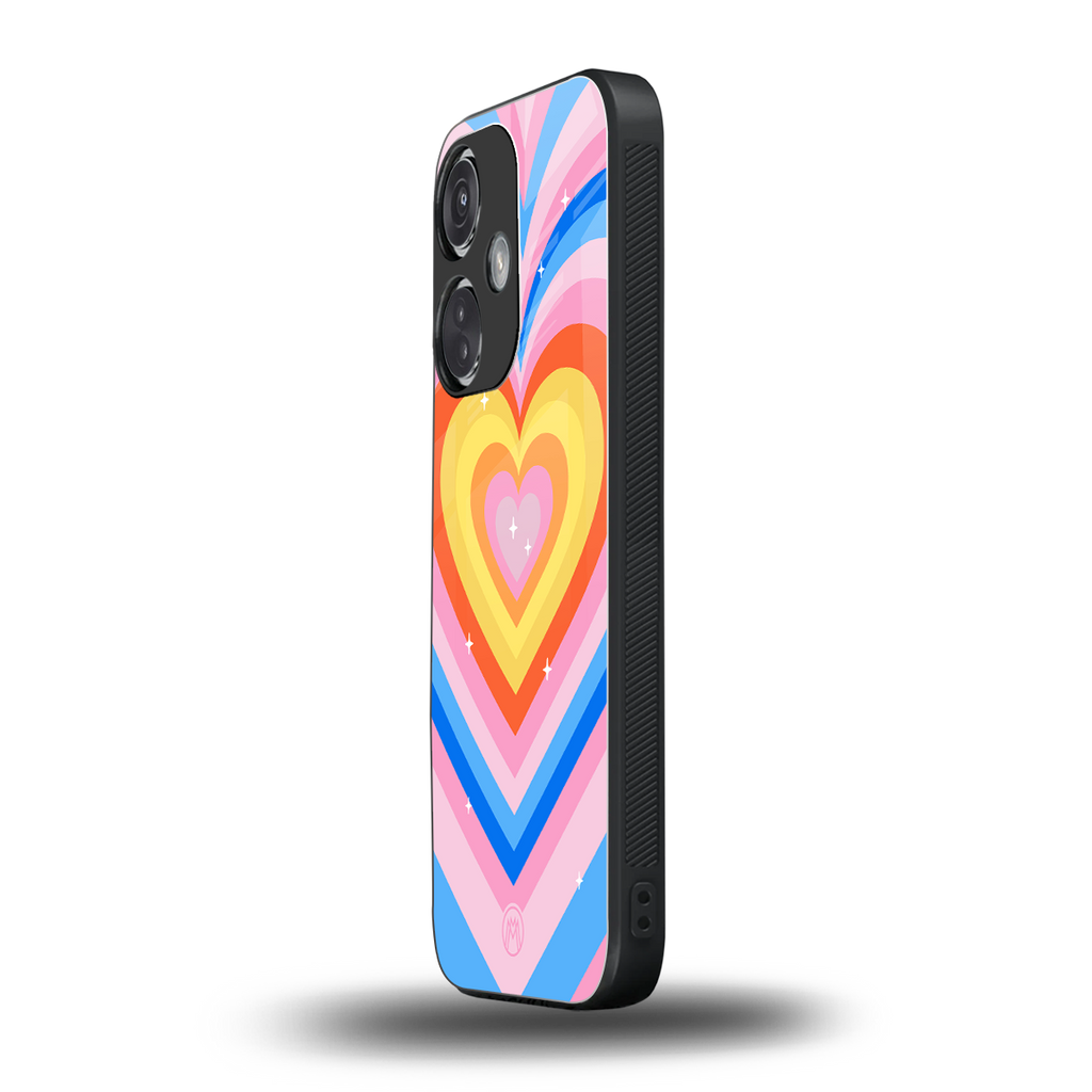 y2k rainbow hearts back phone cover | glass case for oneplus nord ce 3