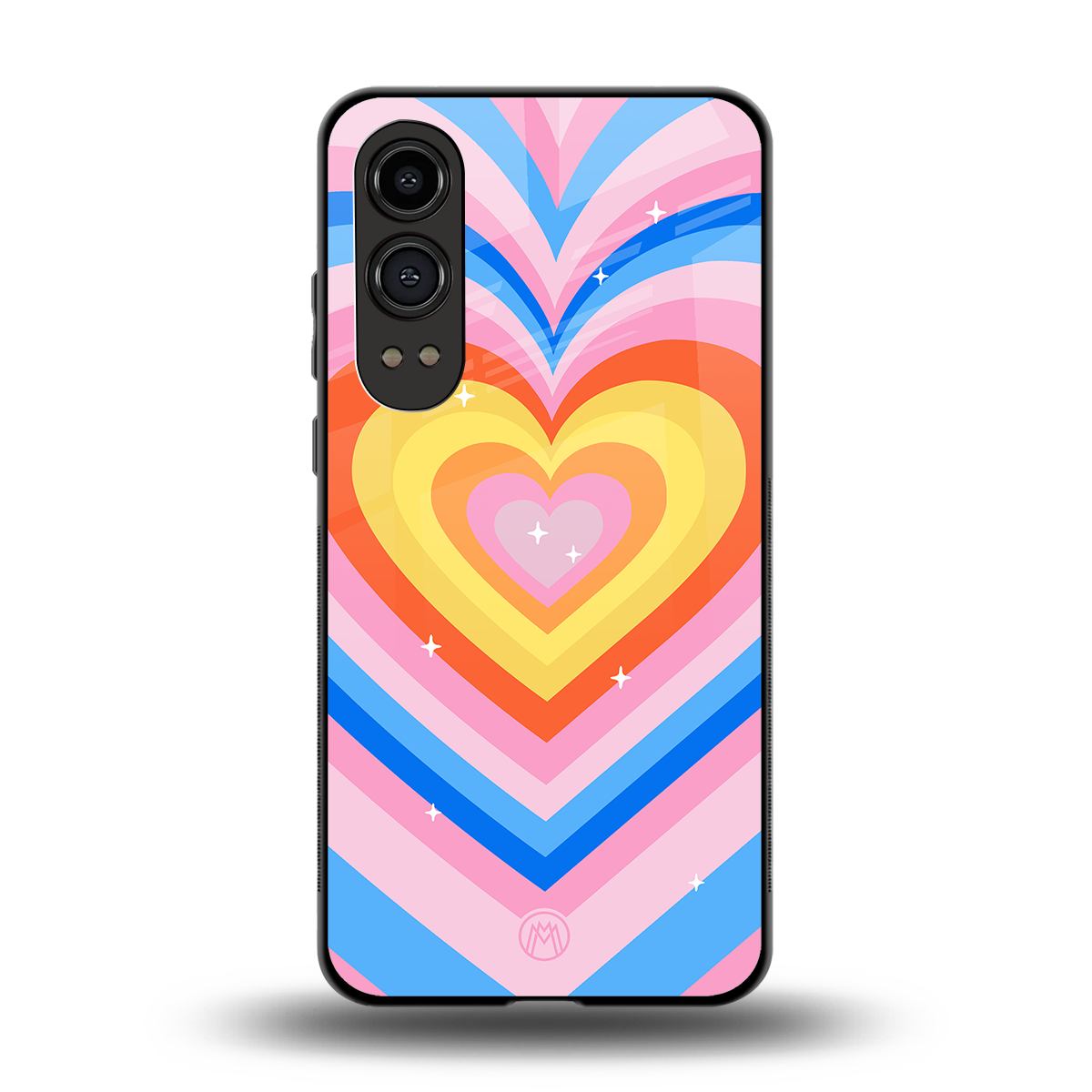 y2k rainbow hearts back phone cover | glass case for oneplus nord ce 4 lite