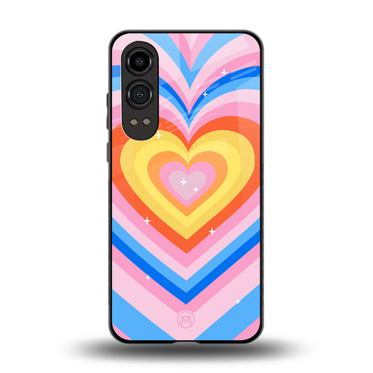 y2k rainbow hearts back phone cover | glass case for oneplus nord ce 4 lite