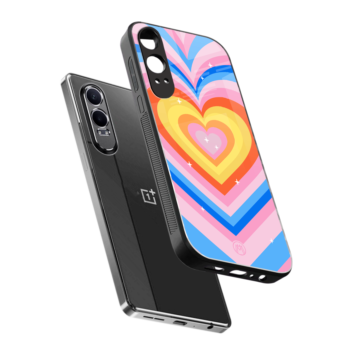 y2k rainbow hearts back phone cover | glass case for oneplus nord ce 4 lite
