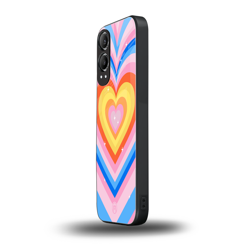 y2k rainbow hearts back phone cover | glass case for oneplus nord ce 4 lite