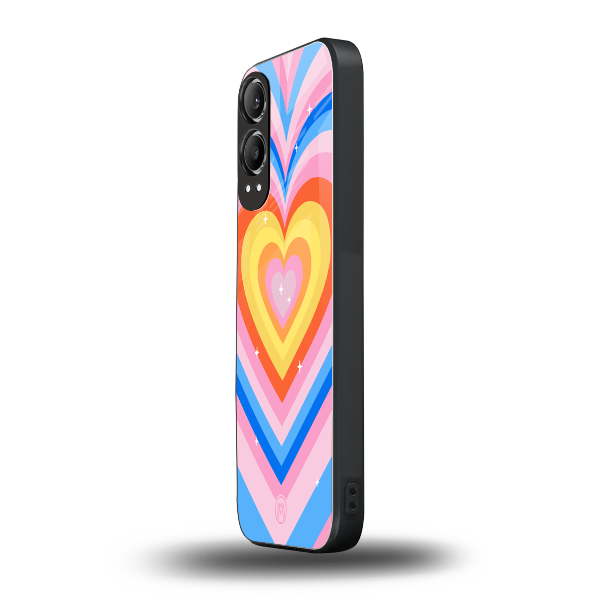 y2k rainbow hearts back phone cover | glass case for oneplus nord ce 4 lite