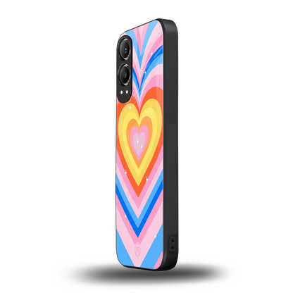 y2k rainbow hearts back phone cover | glass case for oneplus nord ce 4 lite