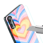 y2k rainbow hearts back phone cover | glass case for oneplus nord ce 4 lite