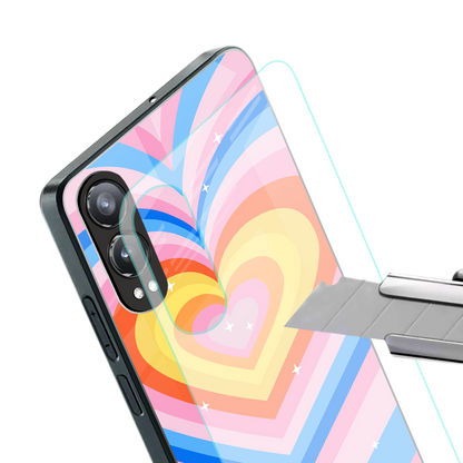 y2k rainbow hearts back phone cover | glass case for oneplus nord ce 4 lite