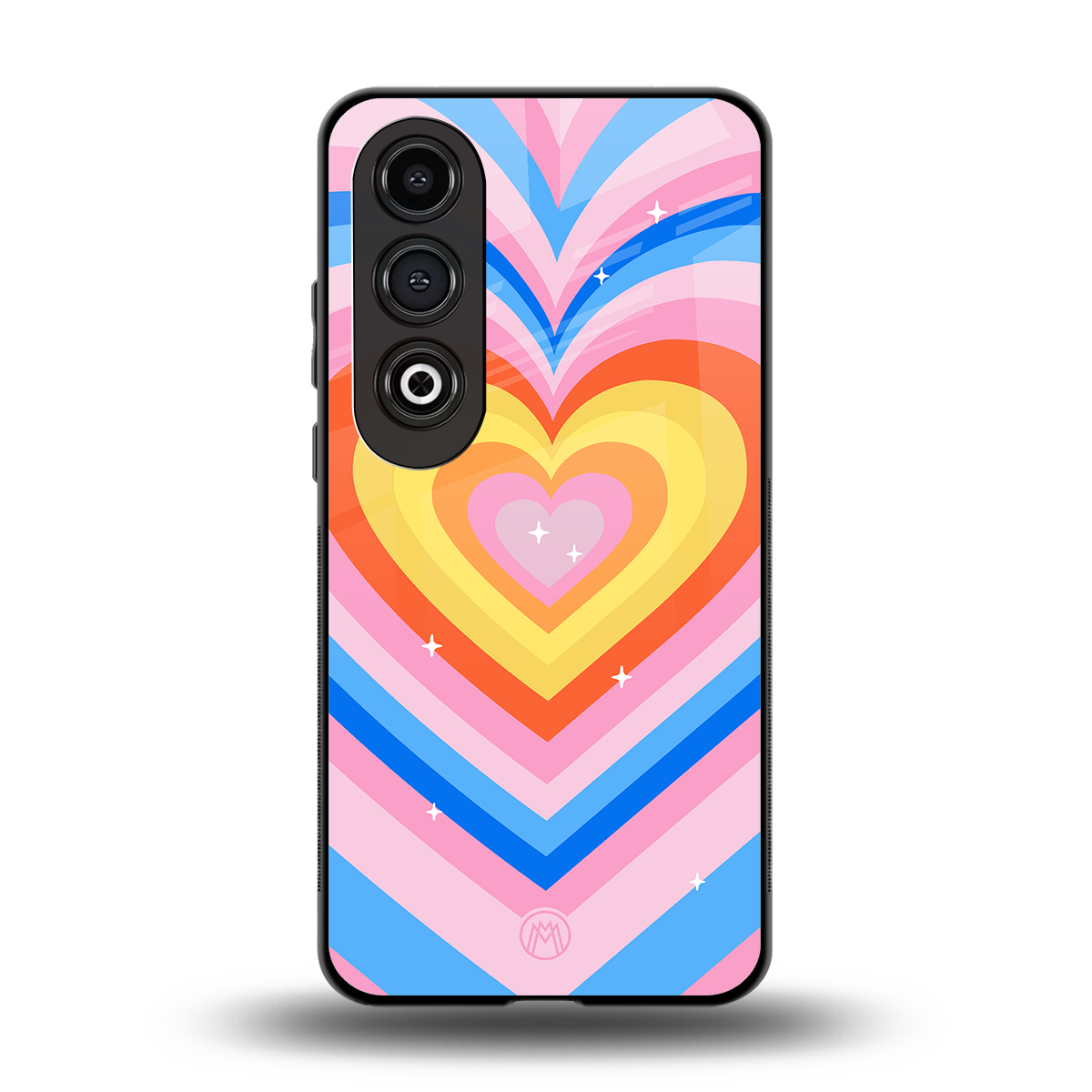 y2k rainbow hearts back phone cover | glass case for oneplus nord ce 4
