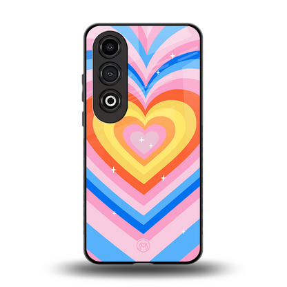 y2k rainbow hearts back phone cover | glass case for oneplus nord ce 4