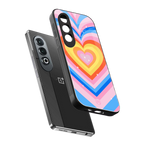 y2k rainbow hearts back phone cover | glass case for oneplus nord ce 4