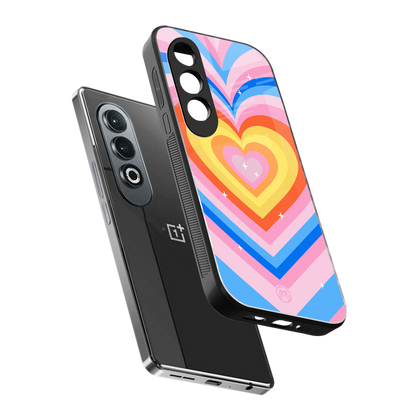 y2k rainbow hearts back phone cover | glass case for oneplus nord ce 4