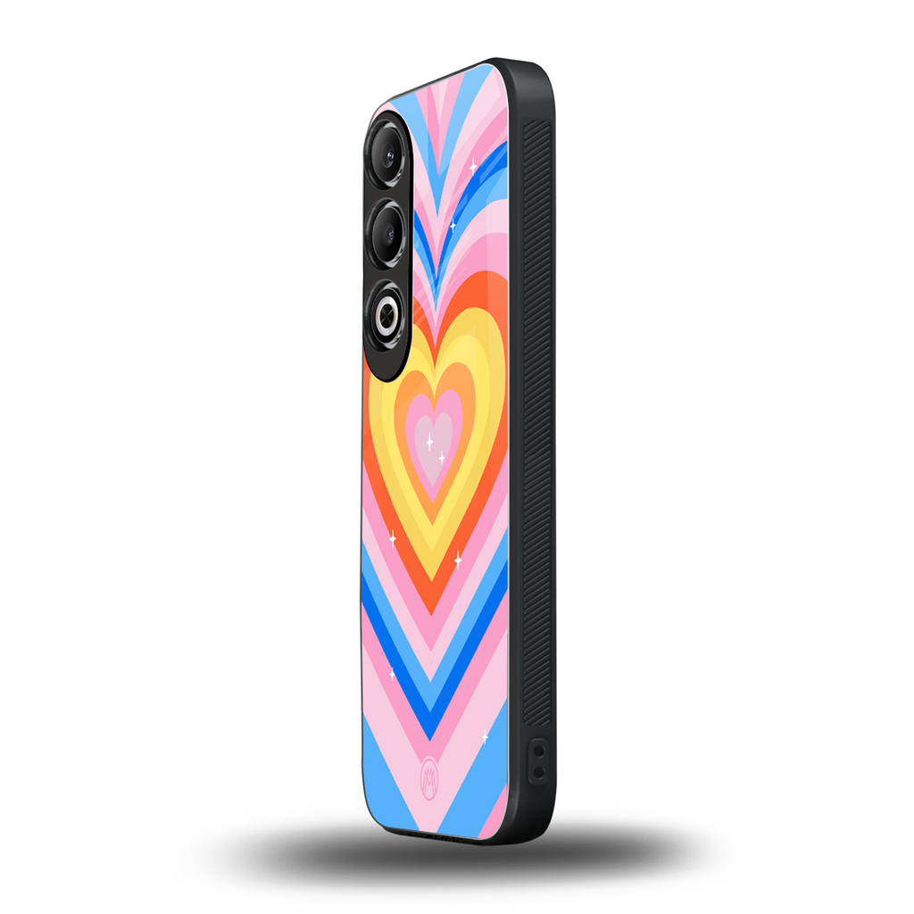 y2k rainbow hearts back phone cover | glass case for oneplus nord ce 4