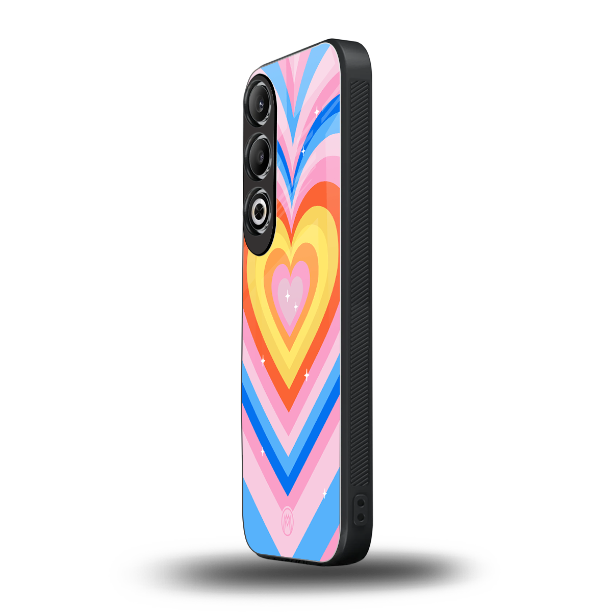 y2k rainbow hearts back phone cover | glass case for oneplus nord ce 4