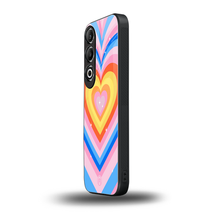 y2k rainbow hearts back phone cover | glass case for oneplus nord ce 4