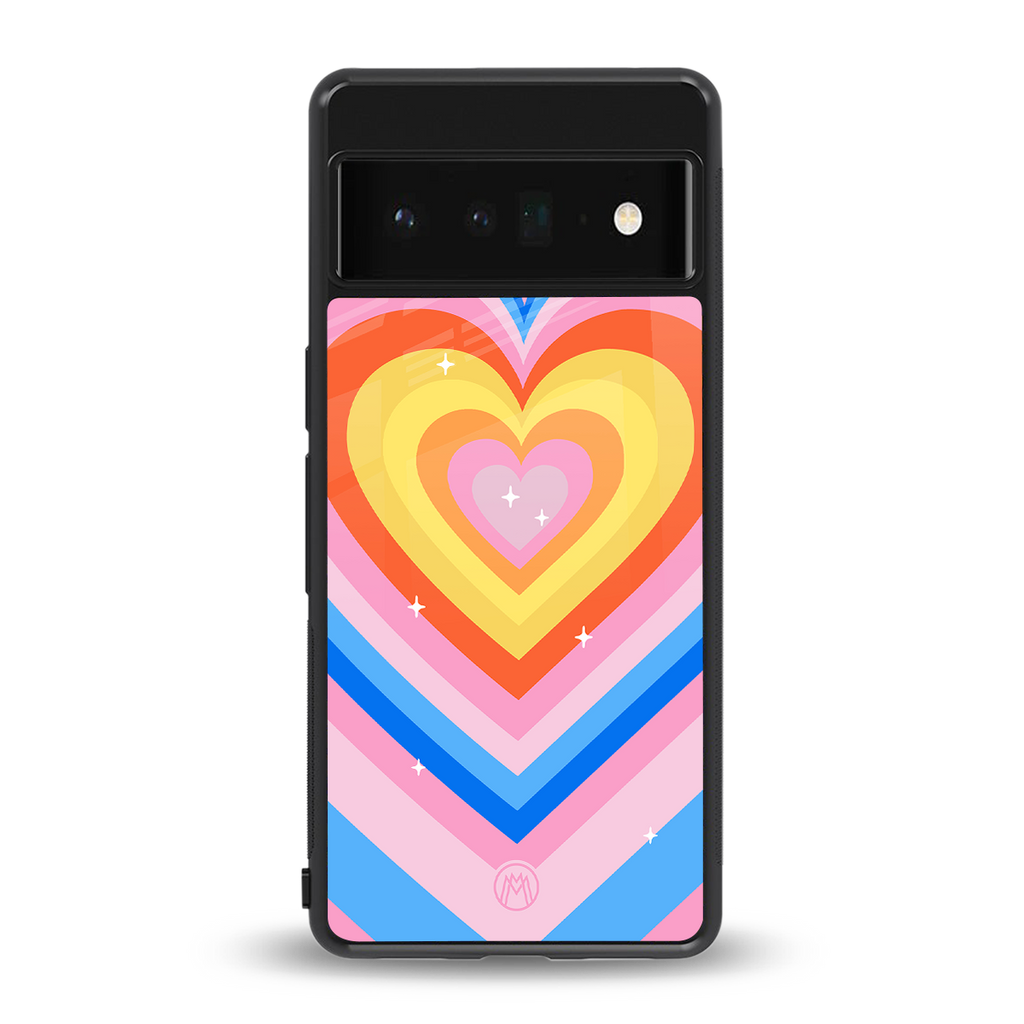 y2k rainbow hearts back phone cover | glass case for google pixel 6 pro