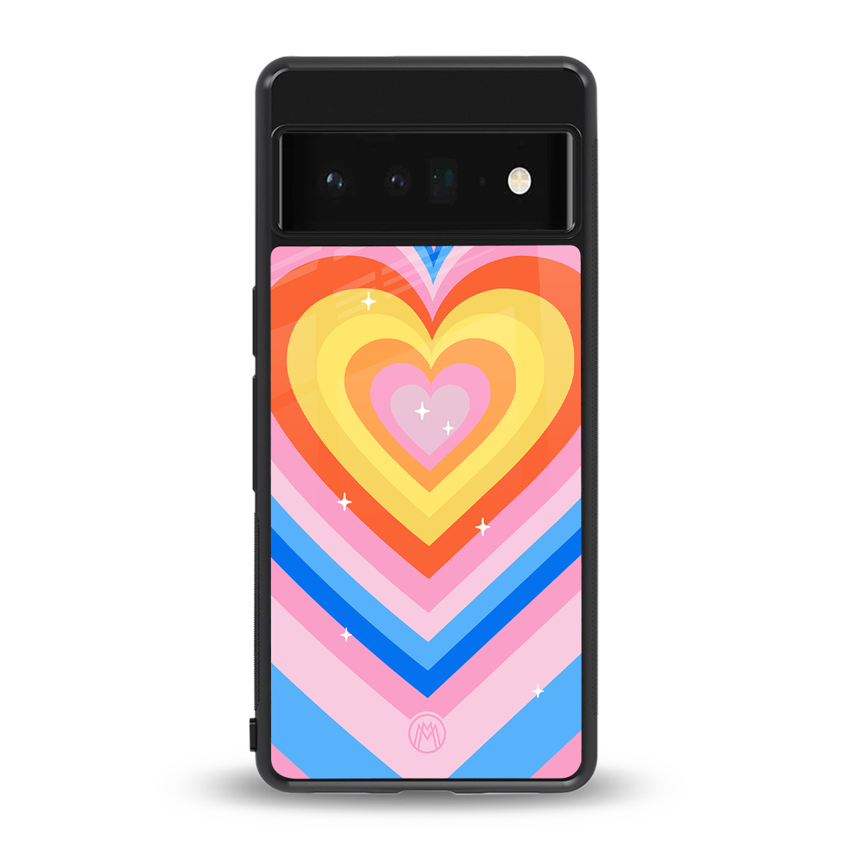y2k rainbow hearts back phone cover | glass case for google pixel 6 pro